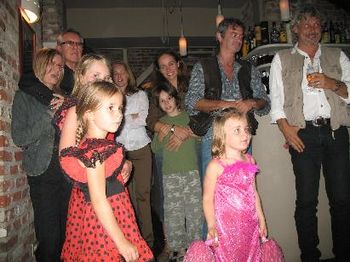 Some lovely ladies in front, Koen on the right and a famous Dutch rock star in the leather vest!
