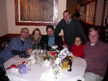 The Band gets together for Christmas dinner at Murphy's in Yorktown.
