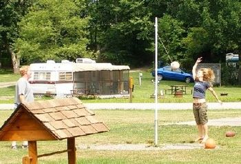 Jules and Johnny at KOA Unadilla playing tetherball.
