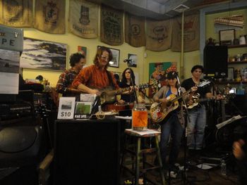 Started off the year with a "Hoot" at Peekskill Coffeehouse.  With (from left) Matt Turk, Fred Gillen Jr., Abbie Gardner, Eric Puente, Julie Corbalis and Steve Kirkman.
