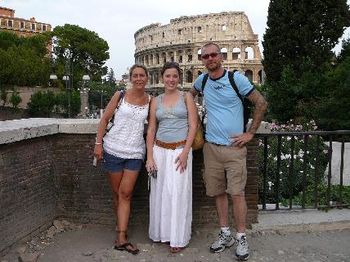 Colleen, Lindsay and Scully pose at the Coliseum.
