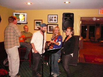 Johnny, Marc, Chris, Jules and Debbie sing a little "Country Roads."
