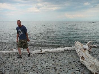 Scully checks out the shoreline of Lake Ontario.
