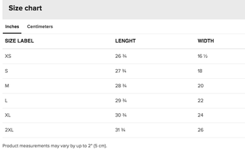 V-Neck Size Guide Inches
