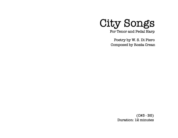 City Songs (For Tenor and Pedal Harp)