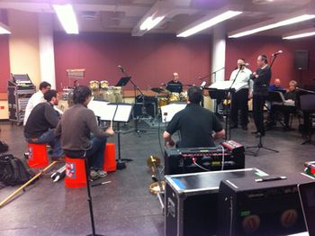 Rehearsing with bucket drummers for the HASC concert
