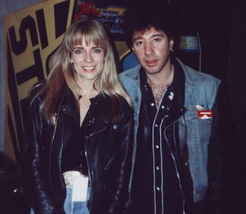 February 19, 1990. Carlene and Howie Epstein backstage at a Tom Petty concert at Hilton Coliseum in Ames, Iowa.
