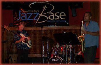 Greg Riley, Jimmy Coleman (drums) and Me playing at Gerald Veasley's Jazz Base
