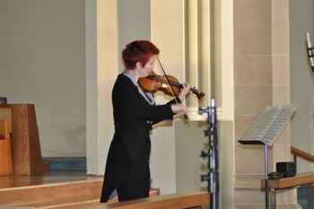 Soundchecking before a recital the Church of St. Mary Magdalene.
