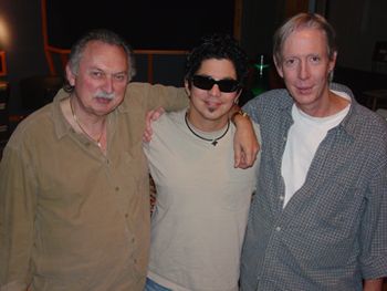 Jim Gaines, Ruben V and John Hampton at Ardent Studios in Memphis, Tennessee
