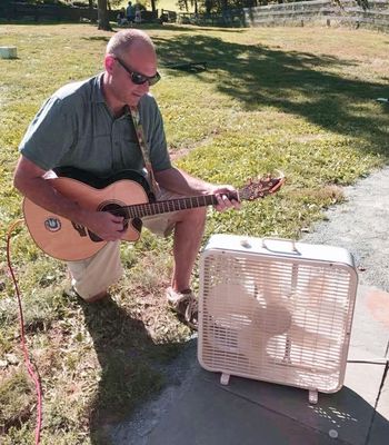 Singing to a "fan"...
