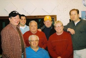 Session Musicians (3/29/2008) l to r: Robby Meadows, Bass & Engineer; Tim Beckman, Vocals; Lynn Beckman, Vocals; Jeff Duffield (blue shirt) Keyboards; Ronnie Reno, Guitars, Mandolin, Vocals; Rick Murr
