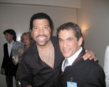 Partying with Lionel Richie in the green room after Wynonna performed in Norway.
