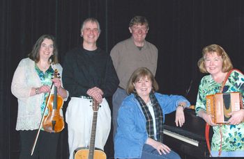 Relaxing after the show. Danny,Jeanne,Michael,Janine Randall and Loretta. St.Joseph's, West Hartford, March 2012 (photo by Nora Uricchio)
