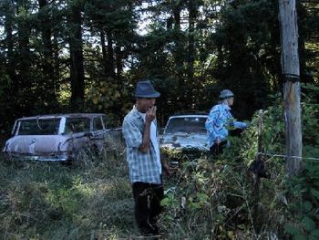 Creatures foraging for berries amongst the Geezermobiles
