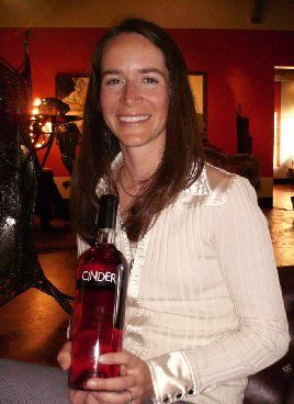 Winemaker Melanie Krause with her favorite Cinder Rose' (ww.cinderwines.com)
