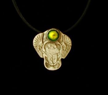 Fine Silver & Dichroic Scarab Necklace - $34.00
