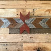 Handmade Barnwood Mosaic, Red, Natural Gray and Natural, Open Edge, Long