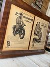 1952 Harley Davidson Double Magazine Ads on Walnut Mounting