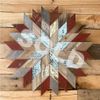 Handmade Barnwood Mosaic, Red, Blue, Natural Gray and Natural, Open Edge, 21