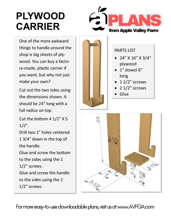 Plywood Sheet Carrier Downloadable Plans