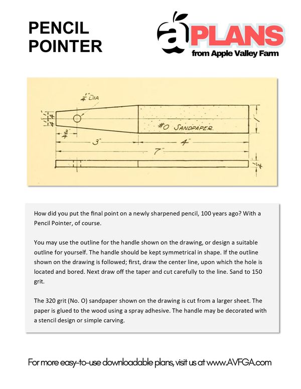 Pencil Pointer Downloadable Plans