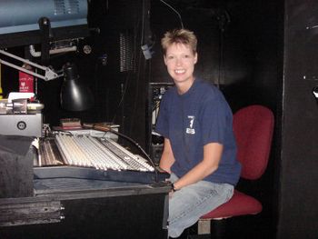 Christy appling the finishing touches with the sound before the performance
