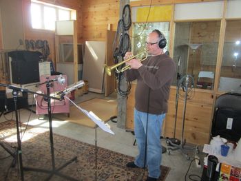 Nick Dyson Recording Trumpet Part for "Quittin' Time"
