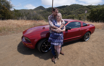 ESIY 1 Me with actor Jody Barton up on Mulholland from the Every Song Is You video directed by David Lillich. The beautiful Mustang was provided by Sheree Benoit.
