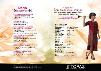 Menu at Topaz
