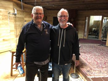 Bill Mays and I recording the great drummer Todd Strait's new project.  Sorry to say, I took only one pic at the recording session!  Todd is not pictured.  2023
