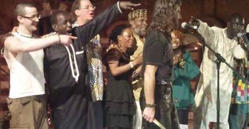 Pointing at Tony Vacca After a performance in Senegal - the group gives respect to Tony Vacca
