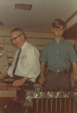 Playing his King George marimba with his first teacher James Salmon in 1970
