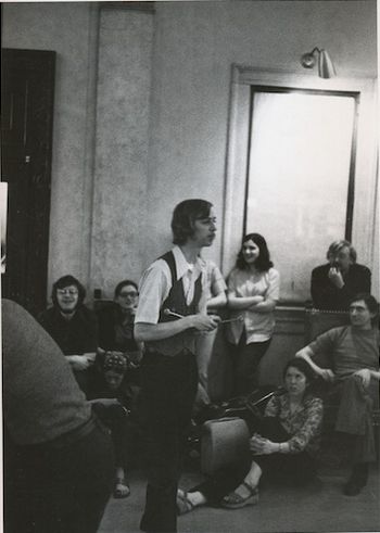 GBS at ESM playing with the Eastman Marimba Band.  Note Warren Benson and Bill Cahn in the background.
