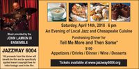 An Evening of local jazz and Chesapeake Cuisine