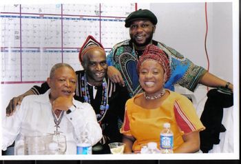 From L to R: Legendary Musician Hugh Masekela, Joseph Ngwa, Mongezi Ntaka, Anna Mwalagho
