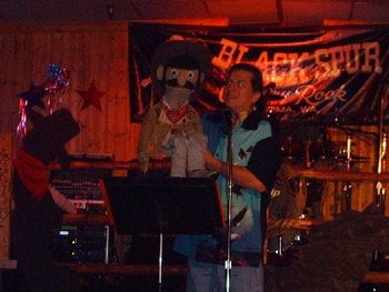 Buddy BigMountain and his side-kick hammin' it up at the Eagles Hall.
