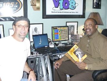 Cain with professor Gene Harris-University of Phoenix, Las Vegas, Nev.-Groovin U radio station
