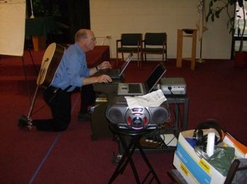 Mr. Walt gets the laptop ready for songwriting
