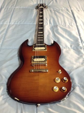 Epiphone Modern Figured SG (Modified...2 Epiphone ProBucker Picups Out, 2 ToneRider "Birmingham" Pickups In + Electronics Replaced (Upgraded). This guitar has an Ebony Fretboard. 