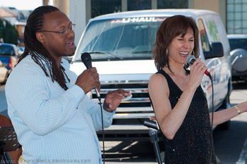 Temescal Street Fair #1 Sharing a musical moment with my dear friend, Andrea Claburn. 7.12
