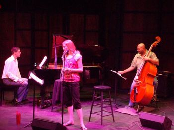 May 2012: Double checking the order of the show and the mood of each song during sound check -with Matt Skitzki, Tara Hawley, and Alan Gleghorn at the Stocker Arts Center
