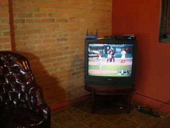 Sunday afternoon in Cleveland: Indians' game on in the breakroom, but of course! Go Tribe!
