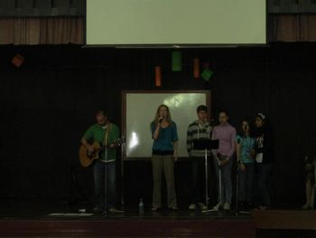 Tara leading worship with Jason and the teenagers; These kids really sang beautifully!

