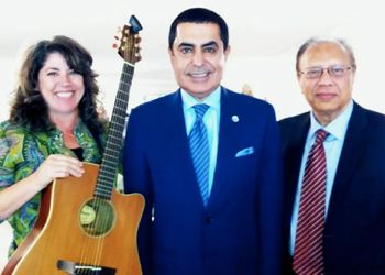 At the United Nations I had just finished singing Happy Birthday for President of the General Assembly Nassir Abdulaziz Al-Nasser's. With Ambassador Chowdhury.

