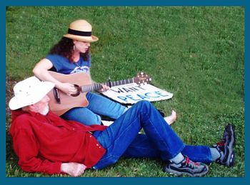 Serenading Pete Seeger afterward he said, "Cecilia, the world needs to hear your music. Now more than ever." Photo: Laurie Ross
