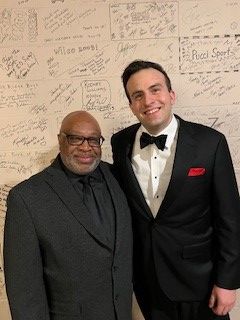 Backstage with Thomas Fortner, Co-conductor.
