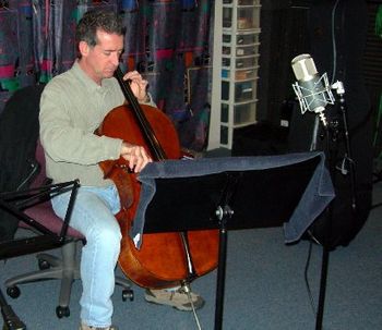 Ron de la Vega laying down cello lines.
