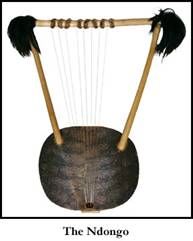 The Edongo [sometimes spelt Ndongo], is a Royal Court instrument of the Baganda people of Uganda.  It is constructed rather like the Asherroo of Somalia, with the posts inserted through the covering s
