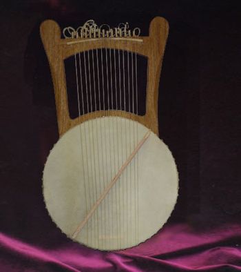High quality Nevel made by Marino Gutiérrez (15 strings instead of the original 12 strings. The original Nevel probably also had a resonator)
